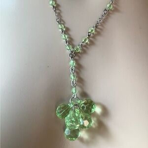 Green Crystals Necklace, lariat style